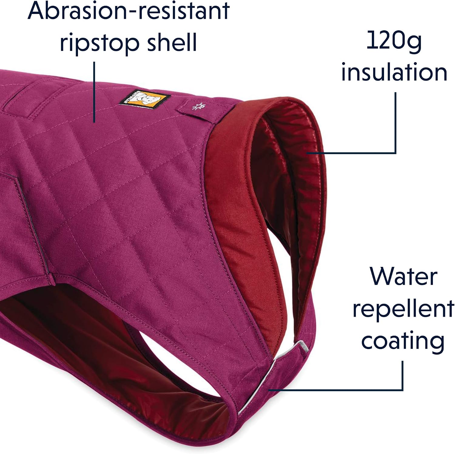 RUFFWEAR Stumptown Jacket, Overcoat for Dogs Warm and Abrasion-resistant for Clear Cold Days Larkspur Purple, X-Small - Image 4