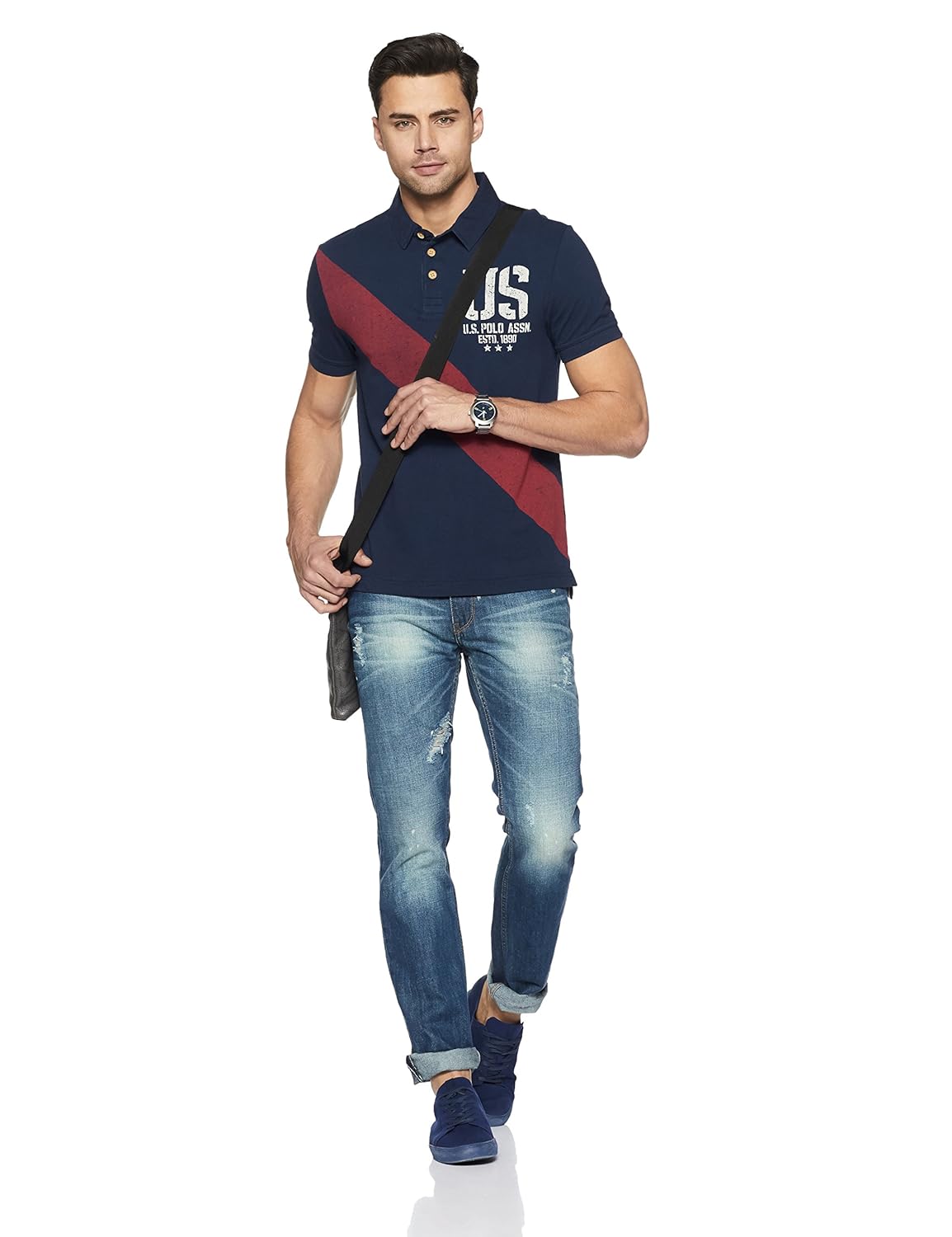 us polo association men's geometric print regular fit polo
