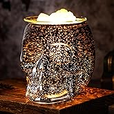 Wax Melt Warmer, Halloween Wax Warmer for Scented with Light Bulb, Electric Skull Candle Burner, Halloween Fragrance Candle Melter for Home Room Office and Gifts, Gothic Skull