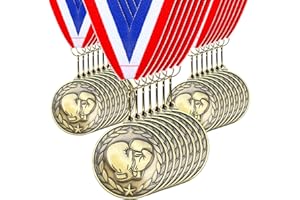 Remuuly 30 Pcs Award Medals Bulk 2'' Gold Trophy Award Winner Metal First Place with Neck Ribbons Award Prize Gift for Tournaments Match Sports Competition Teams Adult