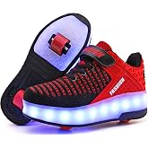 Ufatansy Roller Shoes Girls Boys Sneakers with Wheels Roller Skate Shoes USB Charging LED Light Up Footwear Skates for Beginner Trainers Kids Lightweight Breatheable Shoe