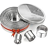 Round Cookie Biscuit Cutter Set, 12 Graduated Circle Pastry Cutters, Heavy Duty Commercial Grade 18/8 304 Stainless Steel Coo
