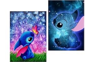 YBW REKKNA Stitch 2 Pack Diamond Painting Kits for Adults,Diamond Art Kits for Kids，Stitch Paint by Diamonds Gem Art for Gift Home Wall Decor 12x16inch