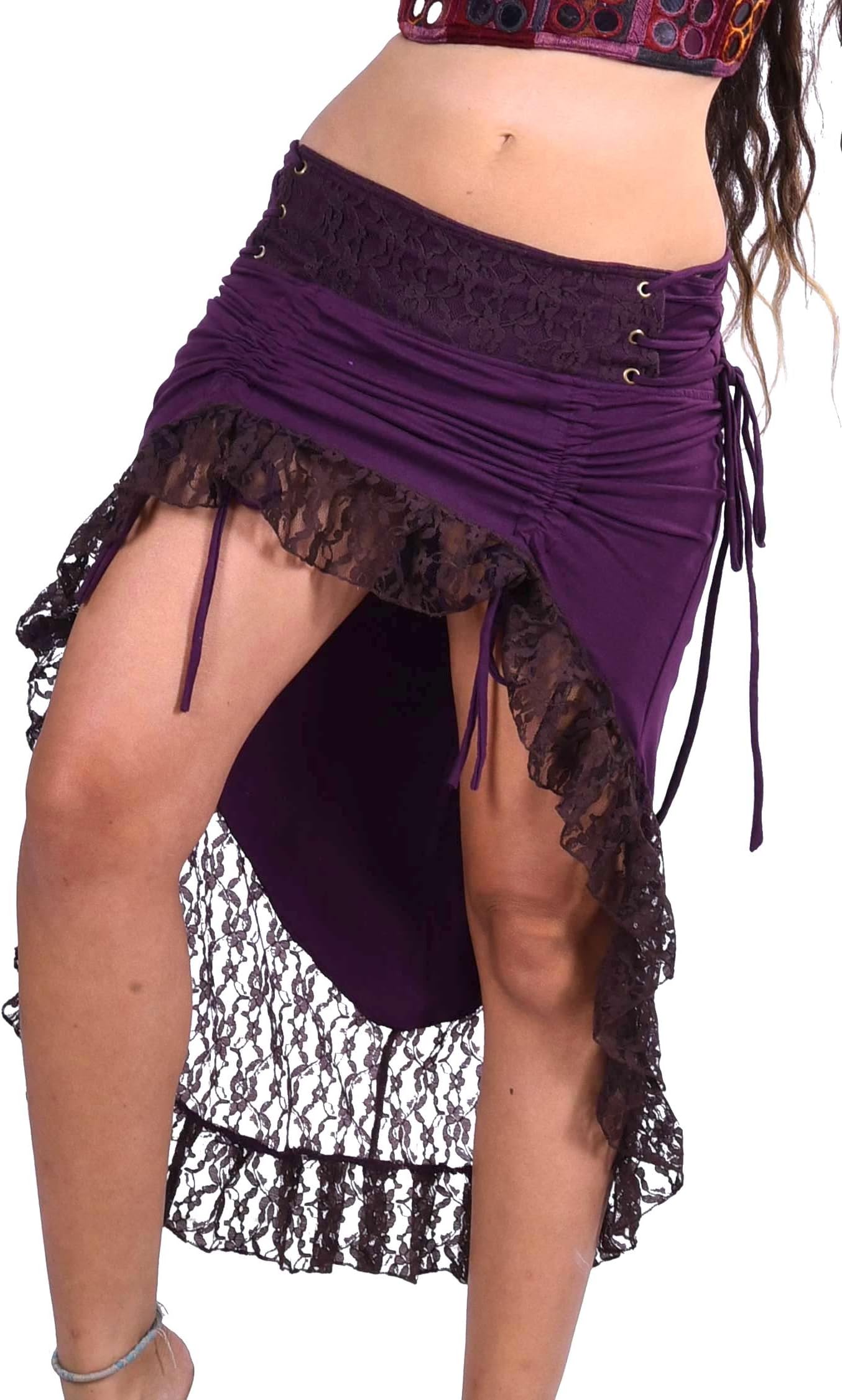 Gypsy Boho Skirt, High Low PSY Trance Goa Goddess Skirt, Bohemian Doof Skirt, Gothic Festival Skirt, Hippie Hippy Steampunk Clothing