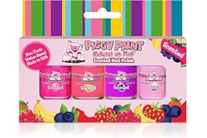 Piggy Paint | 100% Non-Toxic Girls Nail Polish | Safe, Cruelty-free, Vegan, & Scented for Kids | Scented Lucky Lollipop (4 Pack Kit)