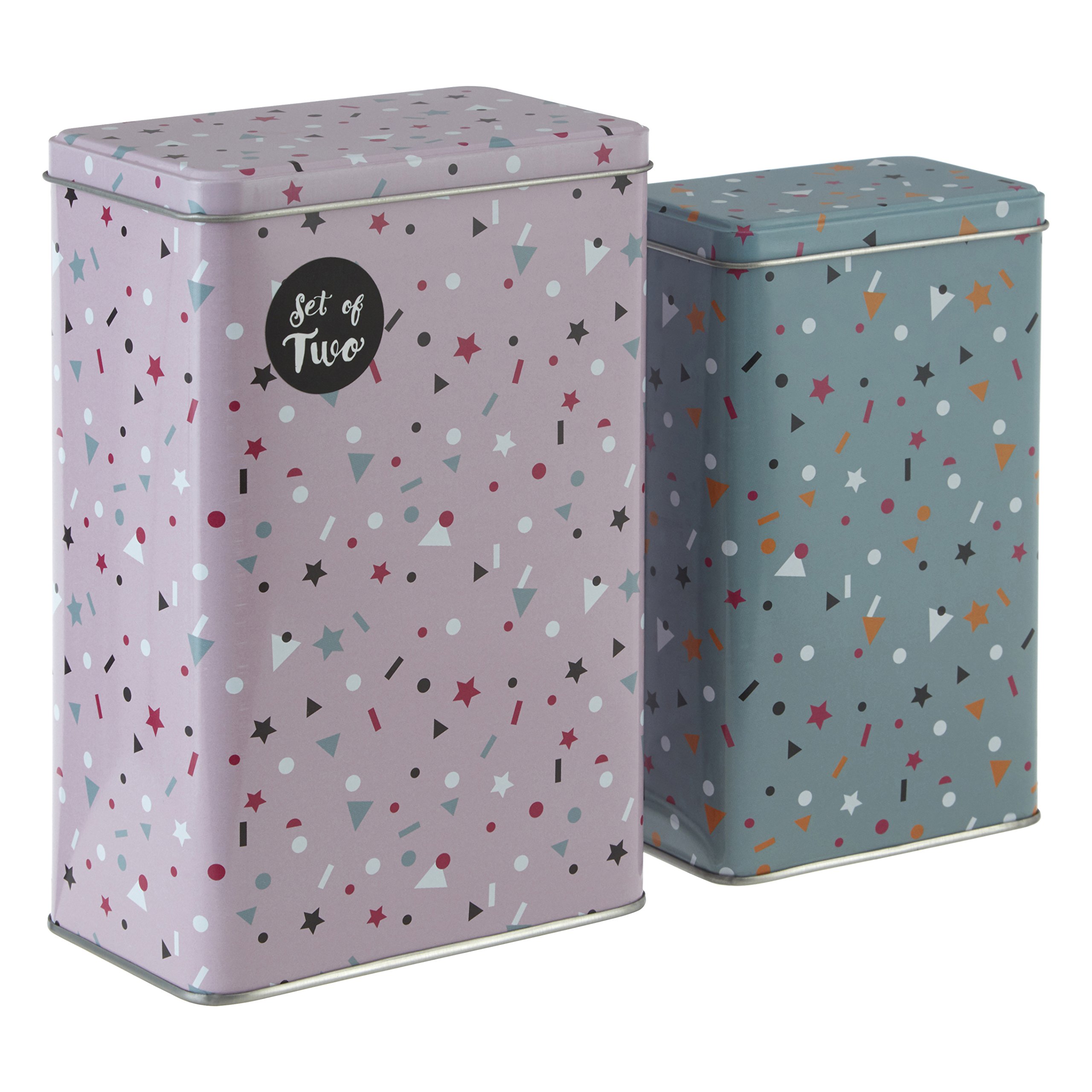 Premier Housewares Cosmic Design Set Of 2 Stellar Storage Canisters | Set Of Large And Small Tea Coffee Sugaer Canisters | Versatile Biscuit Canister | Airtight Kitchen Storage