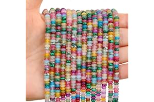 BONNY BOXX 1 Strand (150PCs) Natural 2 * 4mm Mix Colors Rondelle Beads, Natural Abacus Disk Stone Beads Loose Spacer Gemstone for DIY Bracelet Necklace Jewelry Making