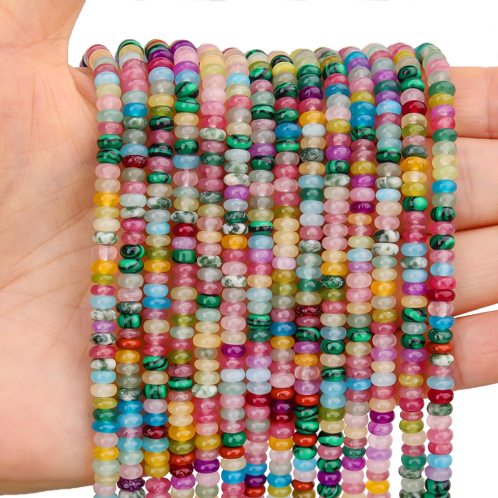 Photo 1 of BONNY BOXX 1 Strand (150PCs) Natural 2 * 4mm Mix Colors Rondelle Beads, Natural Abacus Disk Stone Beads Loose