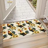 Chicken Indoor Door Mat, Non-Woven Fabric Door Mat, Anti-Slip Backing Welcome Mat for Front Door, Indoor Entrance, Kitchen, Bedroom, Living Room - Durable Floor Mat for Home Decor & All Seasons