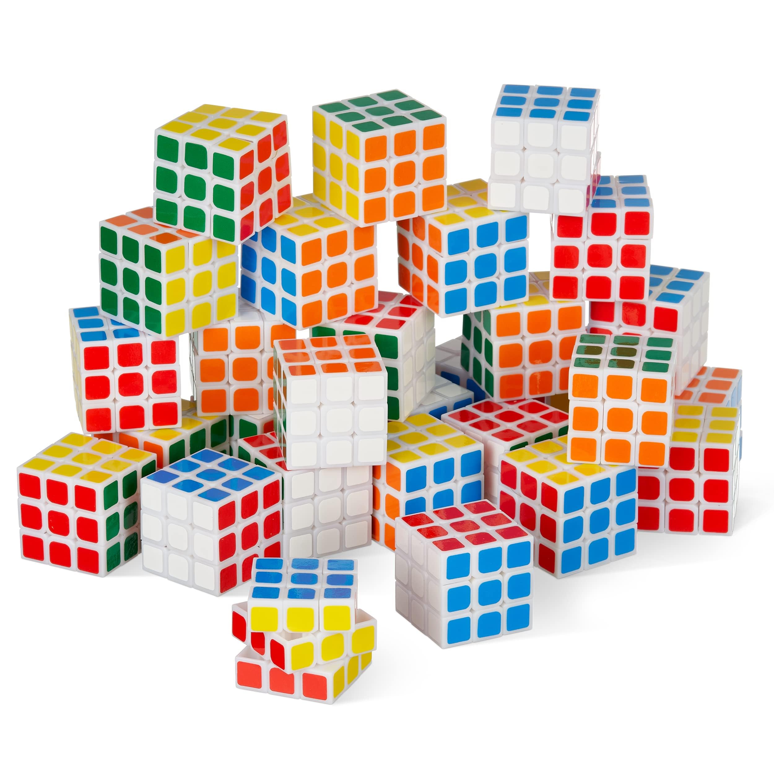 THE TWIDDLERS 30 Mini Puzzle Speed Cube Fidget Toys, 3x3 - Perfect as Party Bag Fillers for Kids, Brain Teasers Multipack Classroom Rewards Prizes - 3cm
