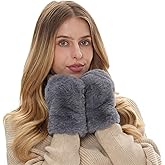Skicuff Women Fingerless Faux Fur Gloves Plush Furry Mittens Soft Fluffy Winter Half Finger Arm Warmer Cold Weather