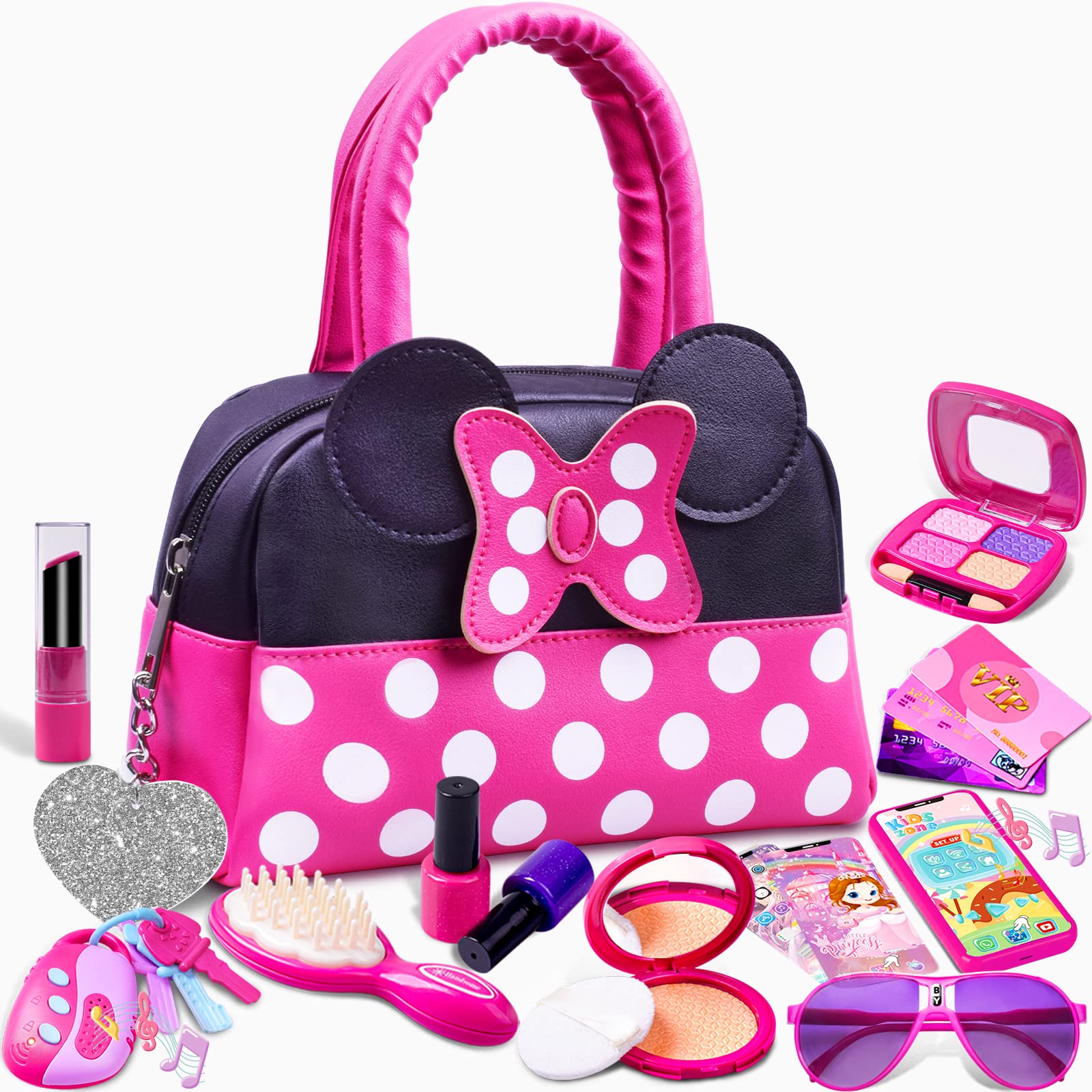 Photo 1 of Kaodezhu Pretend Play Purse for Little Girls-Toddler Purse Set Pretend Play Makeup Toys for 3 4 5 6 Year Old Kids,Toddler Purse with Accessories,Toy Purse Perfect for Girls Birthday Gifts (MNLSBB 2A)