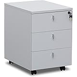 Cajonera Blanca de 3 cajoneras para oficinas, Fabricado con Estructura