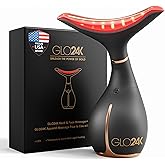 GLO24K Red Light Face & Neck Beauty Device – 3-in-1 Facial Massager Tool with LED & Vibration for Skin Revitalization and Neck Firming