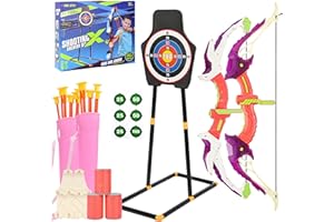 CLFORCZH Bow and Arrow Set for Kids, 2-Pack LED Light Up Archery Set with 20 Suction Cup Arrows, Archery Toy Set with Standing Target & 2 Quivers, Bow and Arrows Set Toy Gift for Boys Girls Children Age 4-12