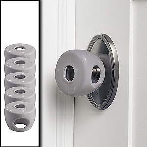 Grey - Door knob Baby Safety Cover - 5 Pack - 4 Colors Available - Deter Little Kids from Opening Doors with A Child Proof Door Handle Lock - Diddle