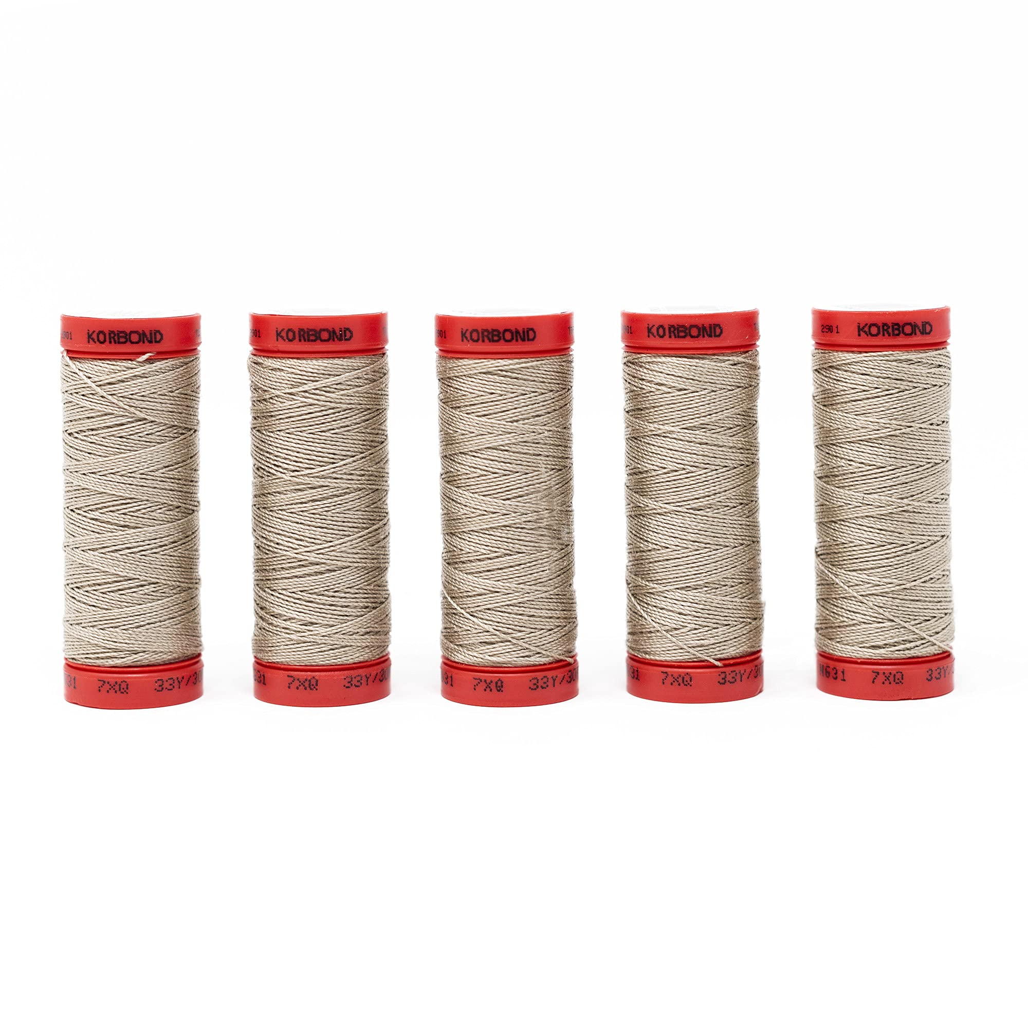 Korbond Top Stitch Thread for Hand Sewing Machines (Pack of 5), Taupe, 150m
