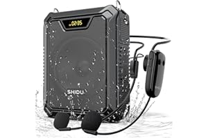 SHIDU 30W Voice Amplifier with Wireless Microphone, IPX6 Waterproof Amplifier Wireless & Wired Microphone Bluetooth Speaker Personal Megaphone for Teachers Meeting Speech Outdoors-M1000