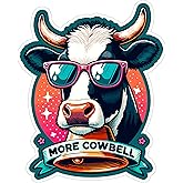 More Cowbell Sticker 4 Inch Funny Music Quote - Waterproof Vinyl Decal for Laptop Water Bottle Car Tumbler - Durable Funny Aesthetic Long-Lasting Stickers for Adults ID44990