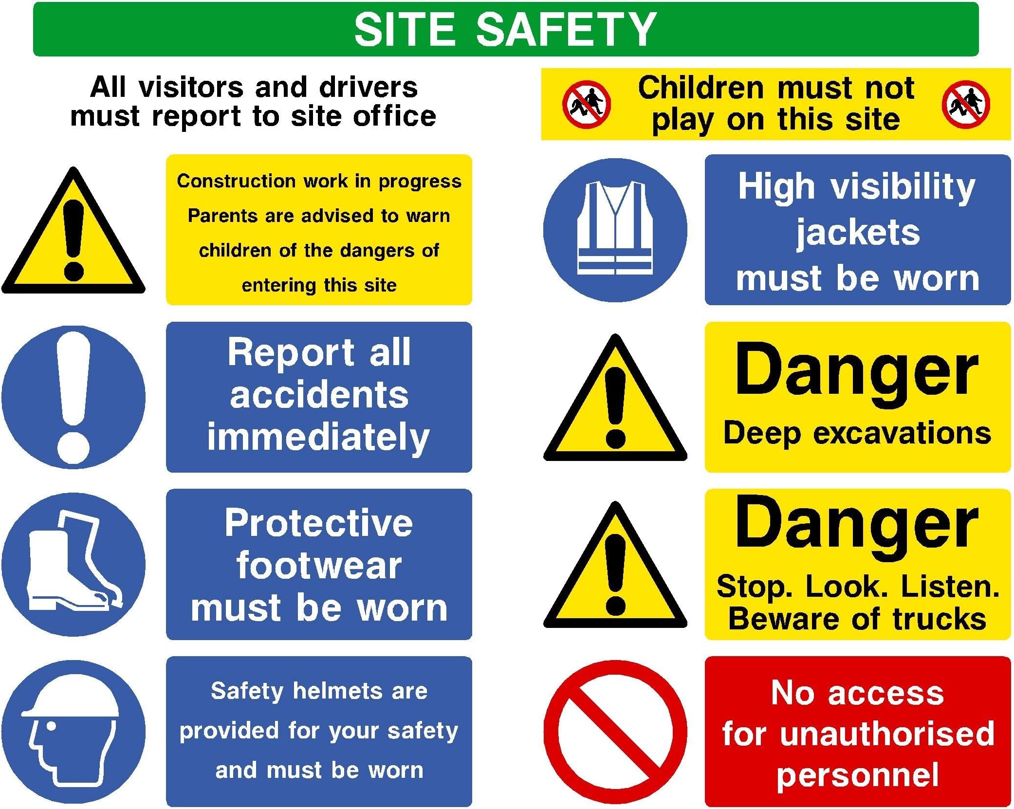 Site Safety Sign Visitors Must Report, Size: 300x400mm, Material: 2mm Rigid Plastic