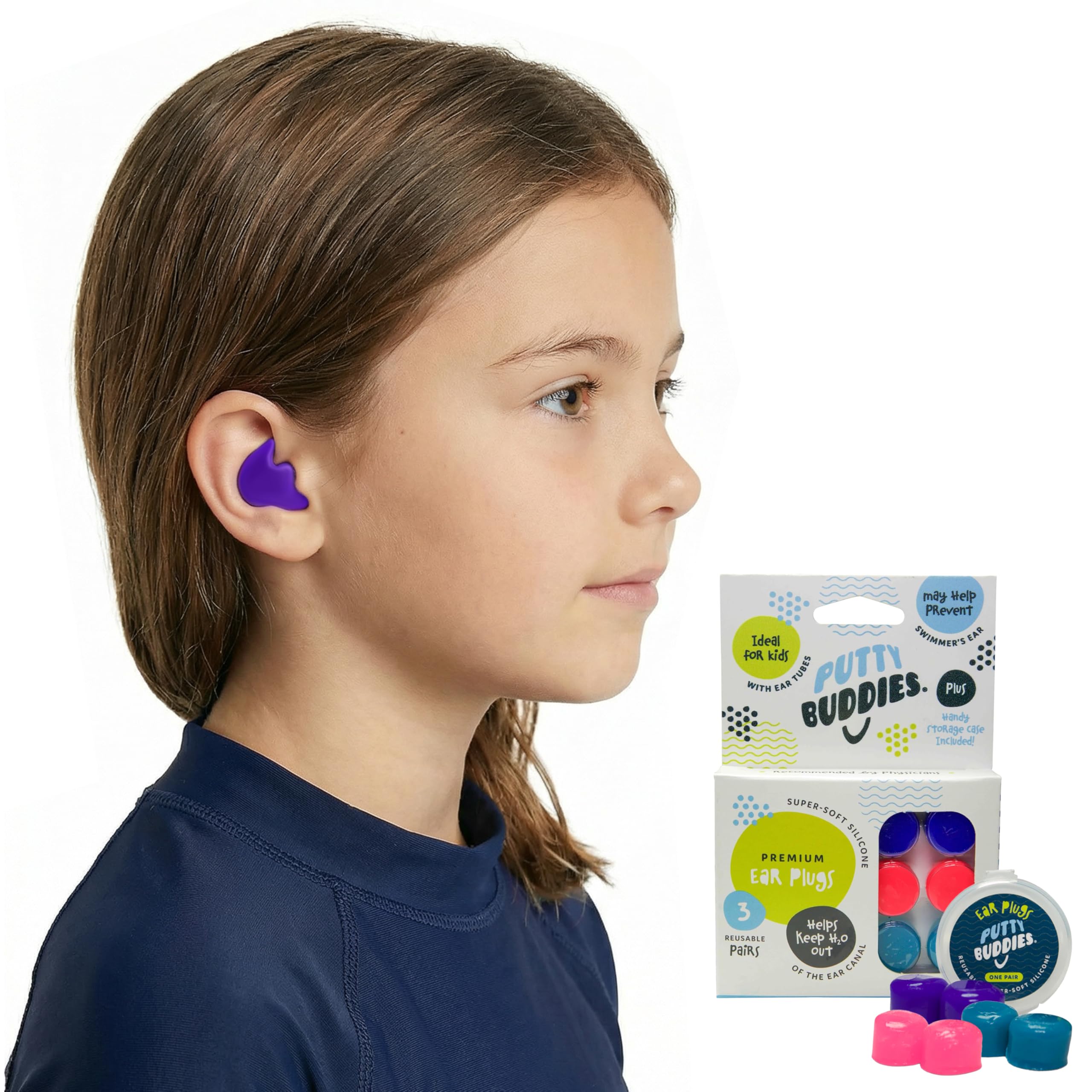 Putty Buddies Original Swimming Earplugs (3 Pair) Purple