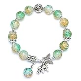 PLwelth Crystal Beaded Bracelets for Women Charm Butterfly Elephant Pendant Bracelets Healing Crystal Stretch Bracelet Enhance Positive Energy Beaded Bracelet Trendy Jewelry Gifts for Her Birthday