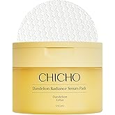 CHICHO Dandelion Radiance Serum Pads (90 Pads) – Jumbo 8cm Quick Mask Toner Pads – 80.2% Dandelion Biome + Lotus, Vegan pH 5.2, Sensitive Skin