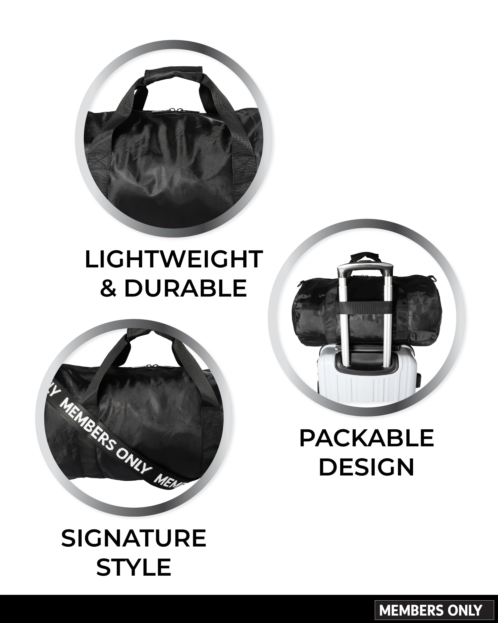 Members Only Packable Duffle Bag, Travel Compressible Bag - Foldable Duffle Bags for Traveling Essentials