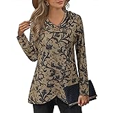 VALOLIA Womens Long Sleeve Tops Fall Winter Buttons Side Tulip Hem Lapel Pullover Sweatshirt