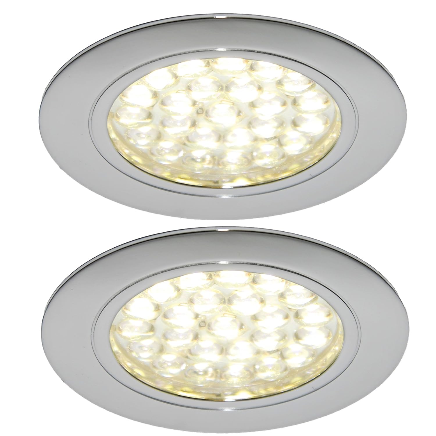 LED 12V RECESSED FLUSH SPOTLIGHT CAMPERVAN CARAVAN MOTORHOME CHROME WARM WHITE (2) Amazon.co.uk