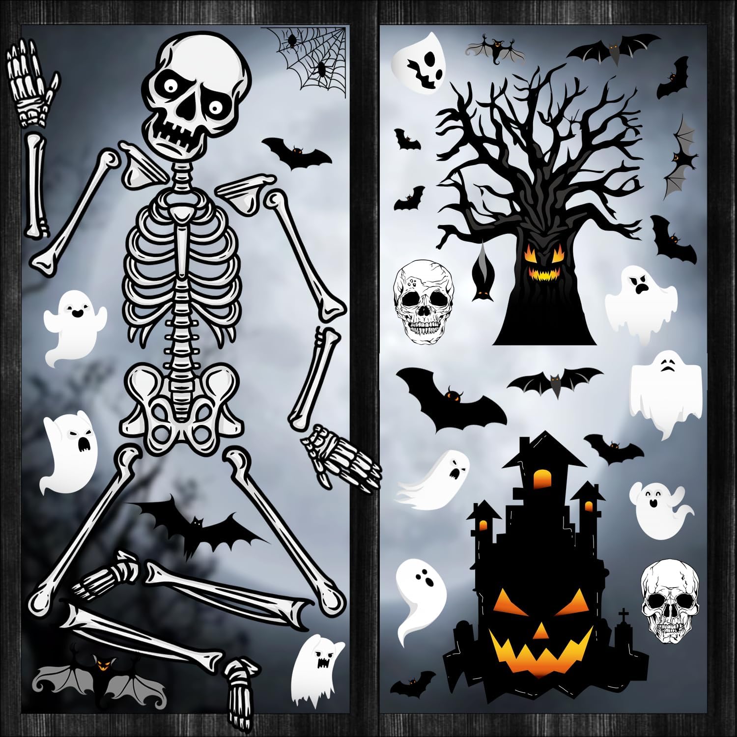 Window Treatments - Suponar Halloween Window Clings, Halloween Window Decals for Glass Windows, Halloween Window Decorations for Home Party Decor, 6 Sheets