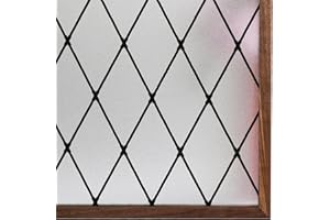 Static Cling Frosted Black Lattice Window Film 60x300cm – Decorative Glass Vinyl Film for Windows Removable Sun Blocking Anti