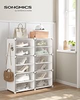 SONGMICS Interlocking Shoe Rack Cabinet 6-Slot Modular Storage Unit White view 2