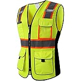 HoliSecure Safety Vest for women, Hi vis Reflective Lady Work vest With 9 Multi Pocket And Zipper