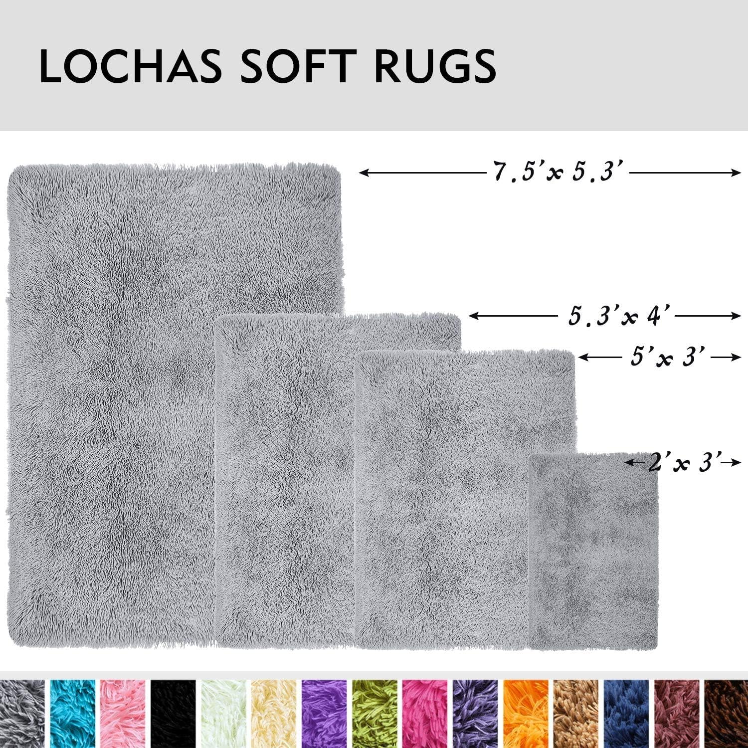 LOCHAS Ultra Soft Indoor Modern Area Rugs Fluffy Living Room Carpets for Children Bedroom Home Decor Nursery Rug 4x5.3 Feet, Gray: Furniture & Decor