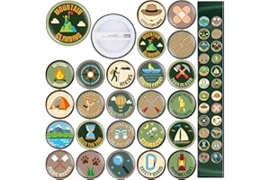 Suncalla 48 Pcs Spring Camping Party Favors 1 Inch Scout Camping Pins Bulk Adventure Hiking Style Pin Outdoor Theme Decor for DIY Costume Backpack Scout Event Adventure Birthday Supplies