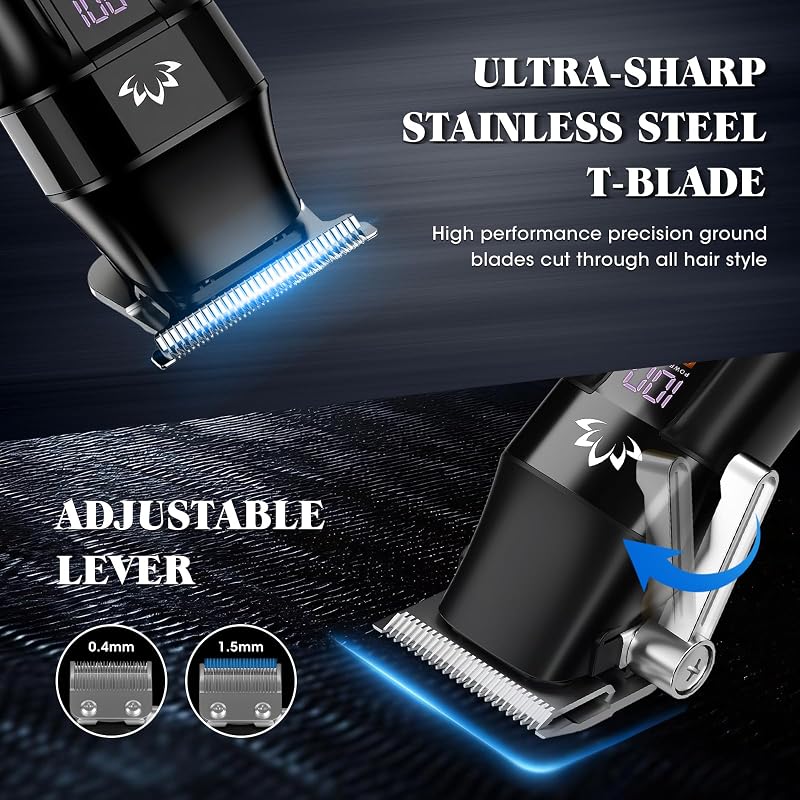 Tagliacapelli da uomo senza fili Trimmer per barba professionale con lama a T trimmer ricaricabile USB Kit per la toelettatura dei capelli Set di tagliacapelli da barbiere Display a LED