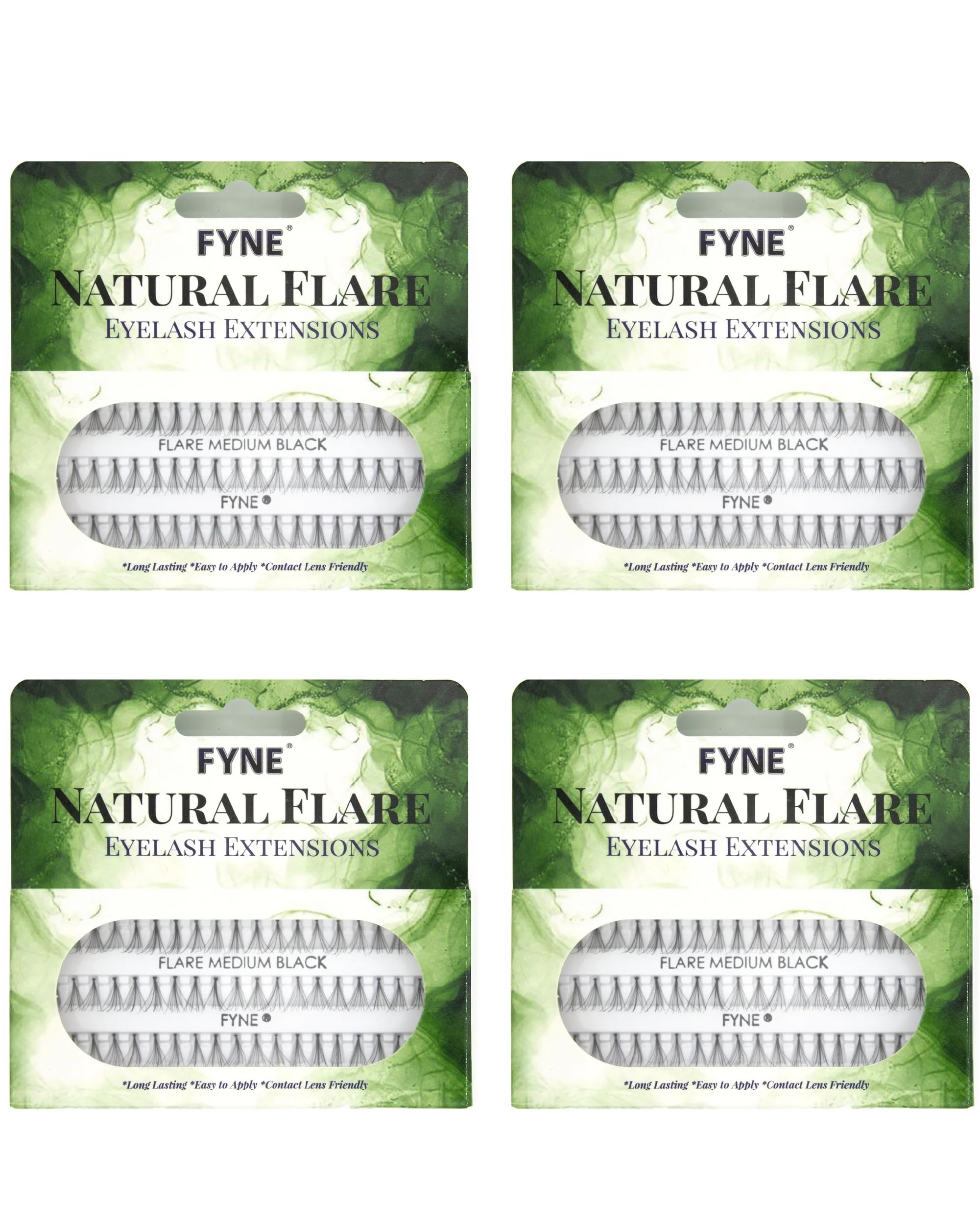 Natural Lashes by FYNE – 4 Packs of Medium Cluster Lashes | Easy to apply Individual Eyelash Extensions | Effortlessly create a Natural Eyelash look with these Lash Extensions |