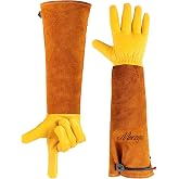 Morzejar Professional Gardening Gloves for Men&amp;Women, Rose Pruning Gloves Thorn Proof, Adjustable Cuff, Breathable Leather Cowhide Long Garden Gloves,Garden Gifts &amp; Tools for Gardener,Yard Work