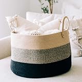 OrganiHaus Extra Large Rope Toy Basket 67L 50x30cm Natural Cotton Rope view 9