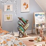 HOOBRO Tree Book Shelf 71 cm 4-Tier Small Bookcase Rustic Brown Black view 5