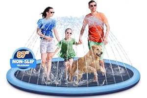 Splash Pad for Kids and Dogs, 87" Extra Large Splash Pad for Toddlers 1-3 and Kids Ages 4-8, Non Slip Thicken Sprinkler Dog P
