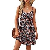 WEESO Summer Dresses for Women Adjustable Spaghetti Strap Beach Vacation Casual Cute Sundresses with Pockets