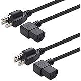 Cable Matters 2-Pack 16 AWG Right Angle Power Cord, 90 Degree Power Cord, 6 Feet (NEMA 5-15P to Angled IEC C13)