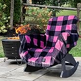 CITYBONFIRES The Chair Blanket™ Reversible Waterproof with Polar Fleece Lining – Portable Outdoor Cover for Camping, Sports & Patio – Folds into Carry Pouch with Strap - Pink Plaid