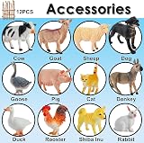 BUYGER Kids Farm Animals Toys Set with Fence, Large and Mini Figurines for 3+ view 5