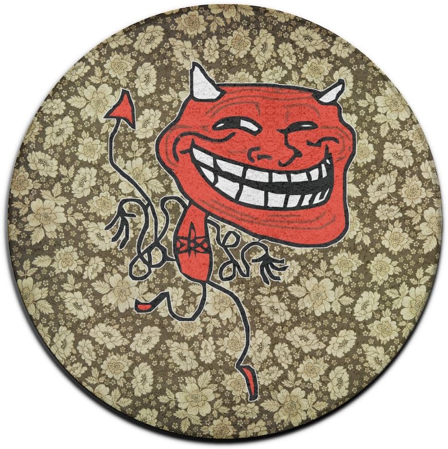 Troll Devil Evil Smail Face Round Non Slip Doormat High Cotton Graphic-Print Collectible Front Door Mats