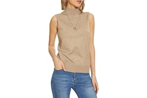 INKOFF Sleeveless Mock Neck Turtleneck Knit Tops Women Dressy Casual Sweater Vest Business Work Tank