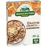 Cascadian Farm Organic Graham Crunch Cereal 9.6 oz Box | 19g Whole Grain per Serving, Non-GMO Project Verified, No Artificial Flavors, Use in Homemade Cereal Bars or Snack Mix