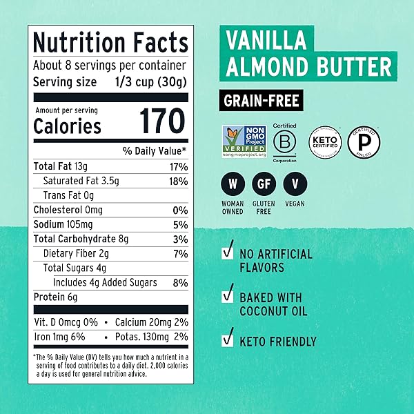 PURELY ELIZABETH VANILLA ALMOND BUTTER KETO GRANOLA, MADE WITH NUTS AND SEEDS, GRAIN-FREE, GLUTEN-FREE, NON-GMO (8OZ BAG)